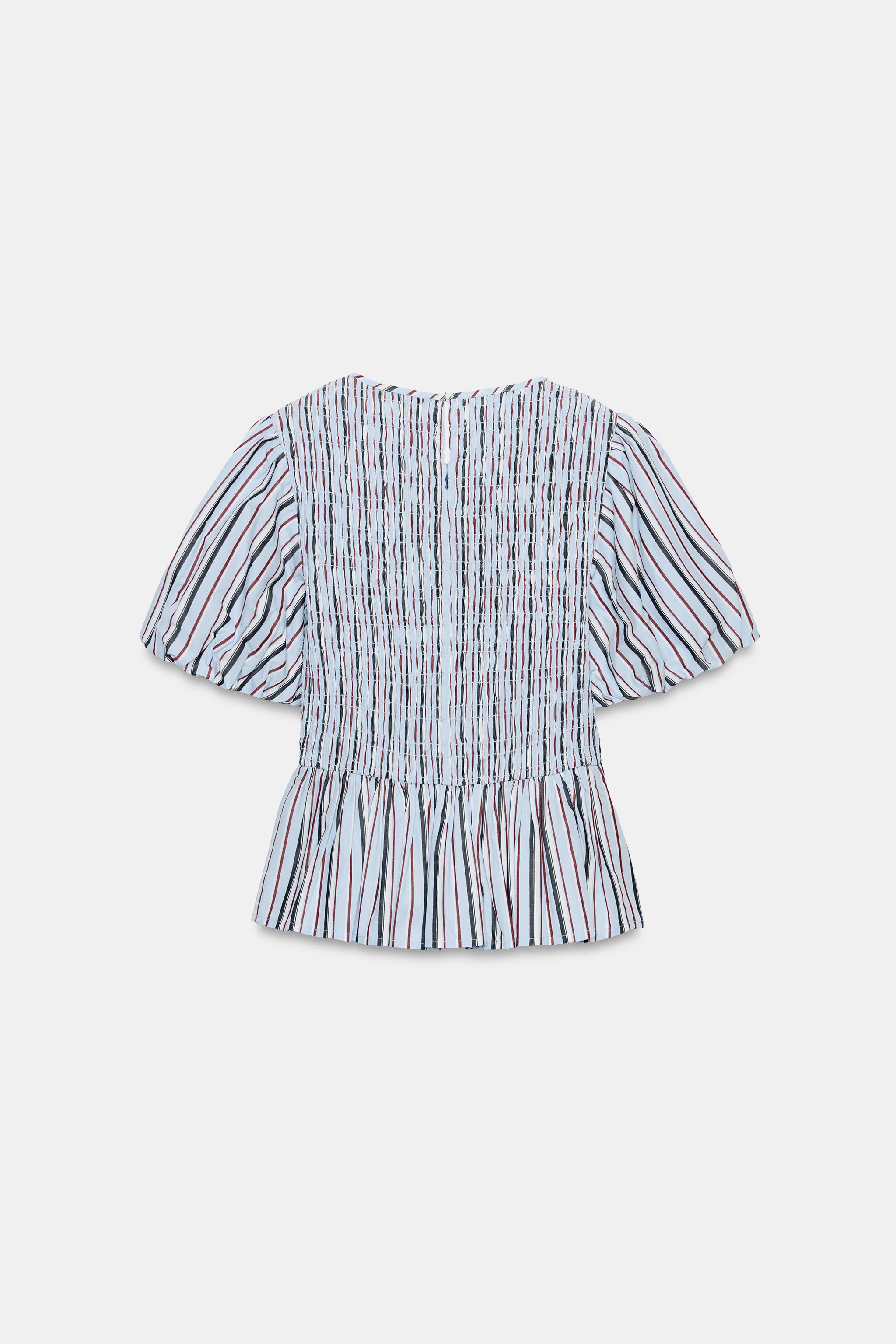 SMOCKED STRIPED TOP